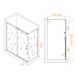 Душевой уголок RGW TO-44B (TO-14B + Z-050-2B) 02074478-14 170x80см чёрный